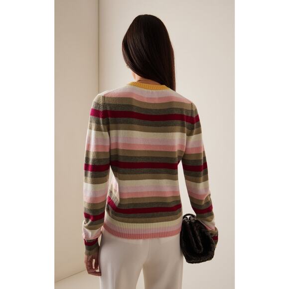 Barrie Chanel Cashmere Pullover Sweater in Sundew Striped M - Picture 2 of 4